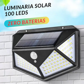 KIT 12 Luminária Solar Parede 100 Led Sensor Recarregável Presença Com 3 Funções