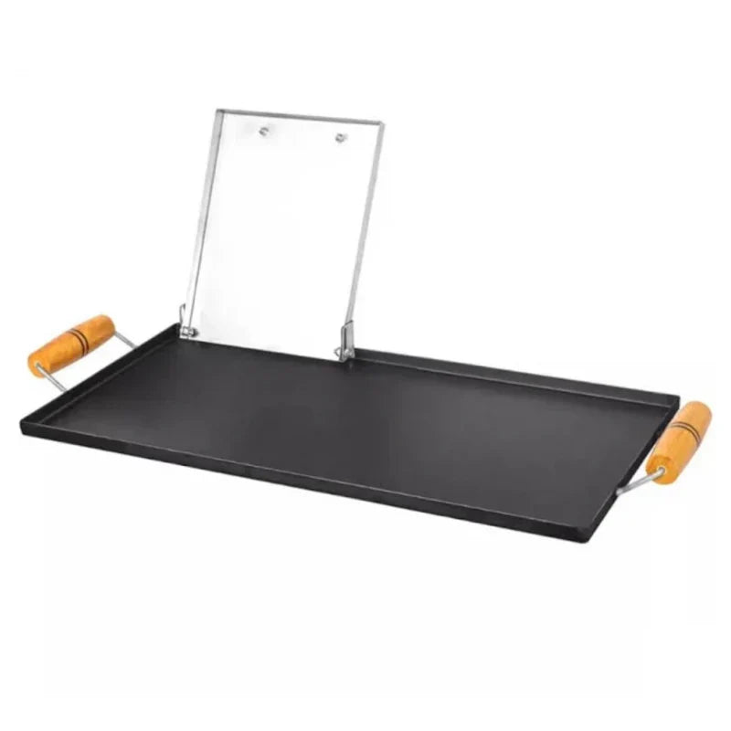 Chapa de Hambúrguer para Fogão com Cabo de Madeira + Prensa de Brinde