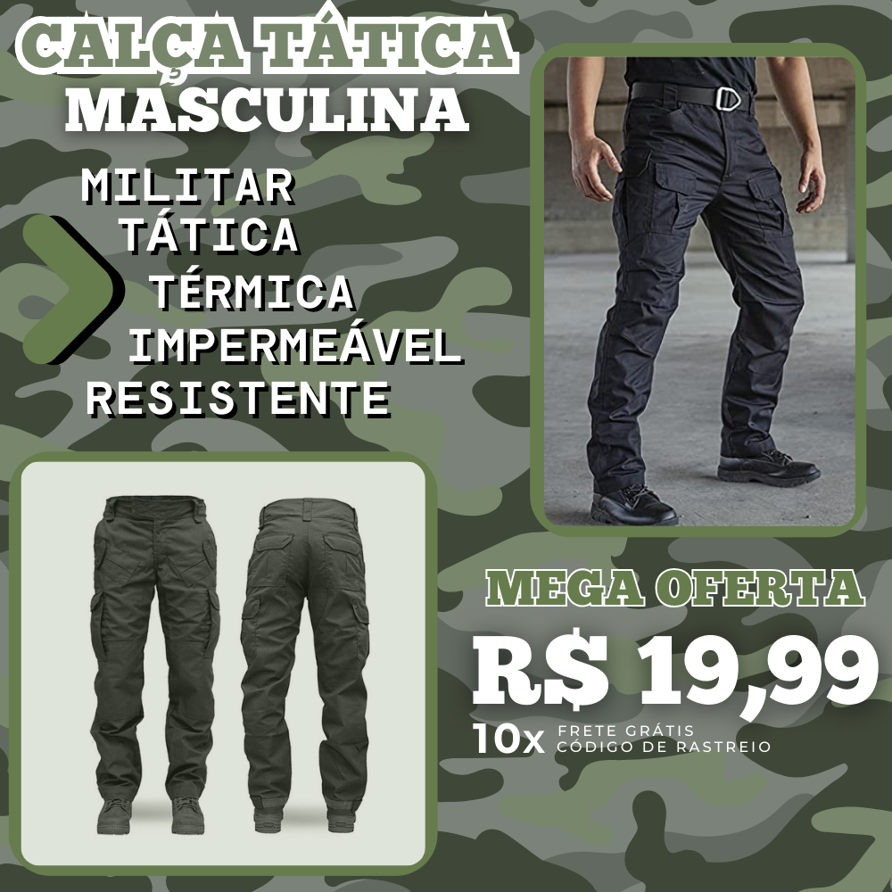 Calça Tática Militar Masculina - Impermeável